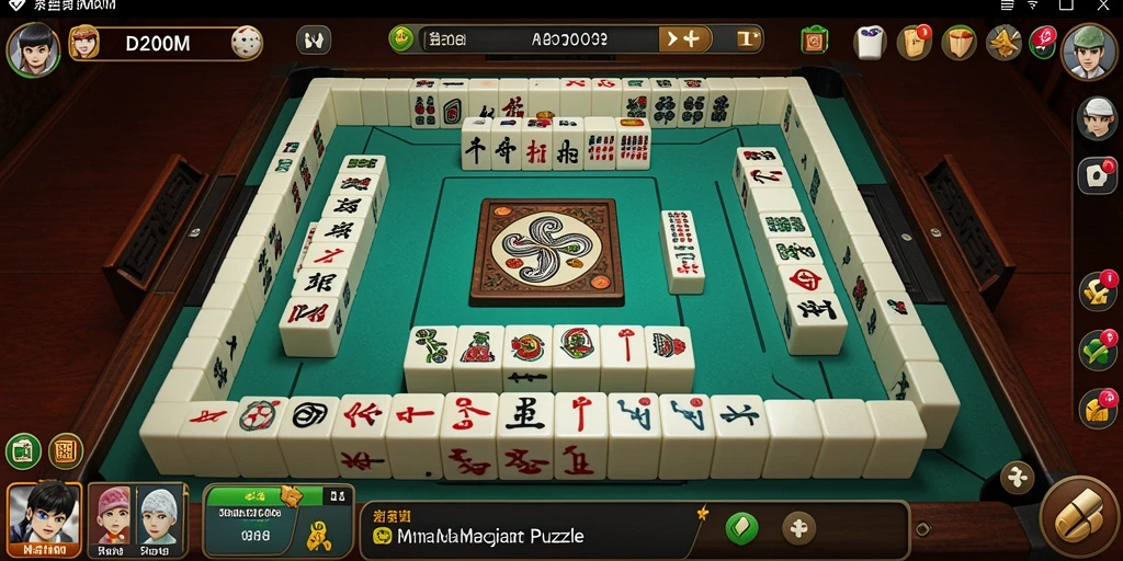 Tampilan gameplay D200M dengan ubin-ubin Mahjong yang berwarna-warni.