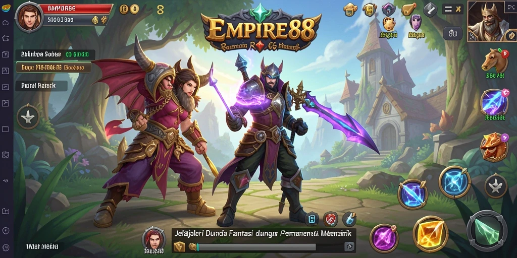Screenshot utama EMPIRE88 menunjukkan pertarungan epik dan atmosfer RPG yang menakjubkan.