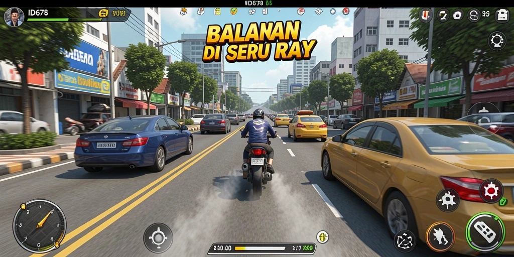 Gameplay balapan seru di ID678 dengan mobil kencang.