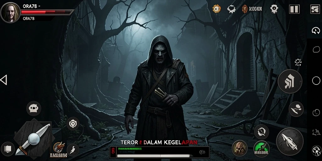 Screenshot menampilkan momen menegangkan dalam game horror ORA78.