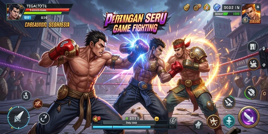 Gameplay pertarungan seru dalam TEGALTOTO dengan karakter unik.