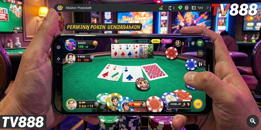 Tampilan gameplay seru dari aplikasi Poker TV888.