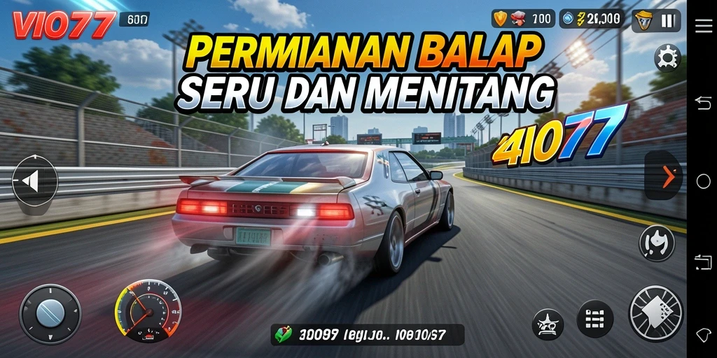 Screenshot menampilkan aksi balap mendebarkan di VIO77.